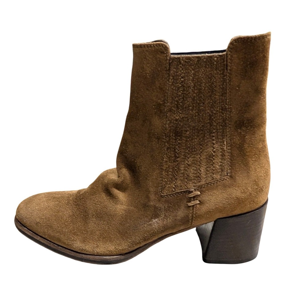 Triver Flight Brown Suede Chelsea Boots Block Heel‎ Vero Cuoio Leather Sole- 7.5